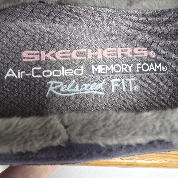 Skechers Clog Shoes Womens Size 6 Suede Faux Fur Slip On Slippers Memory Foam - Picture 7 of 9